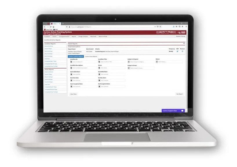 Compliance Management Tools showing on computer screen